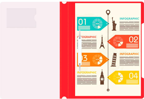 Папка-скоросшиватель Бюрократ -PS-V20RED A4 прозрач.верх.лист карм.для визит. пластик красный 0.12/0.16