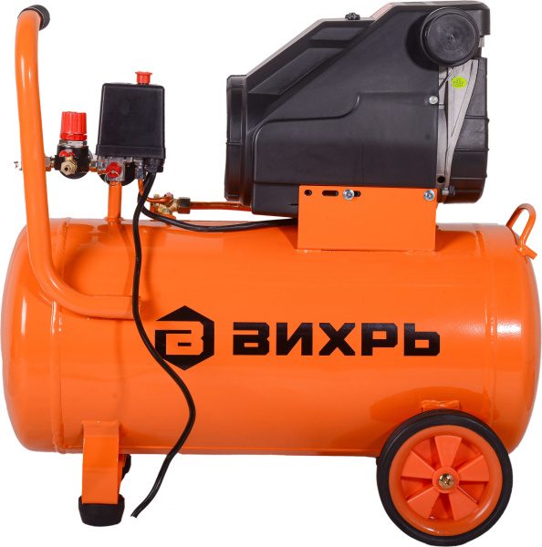 Компрессор Вихрь КП-195/50 безмасляный 195л/мин 50л 1100Вт оранжевый/черный