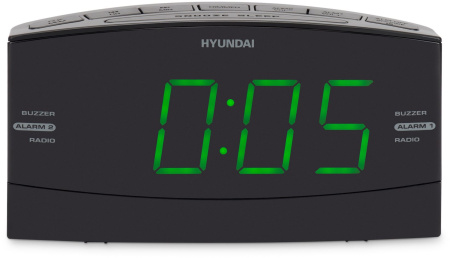 Радиобудильник Hyundai H-RCL238 черный LCD подсв:зеленая часы:цифровые FM