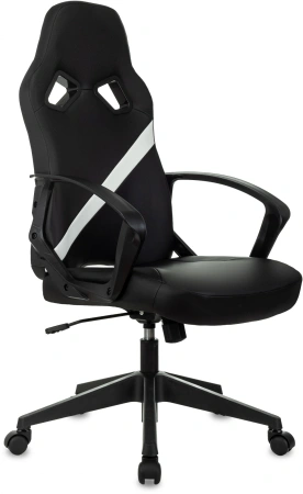Кресло игровое Zombie 300 черный/белый эко.кожа крестов. пластик