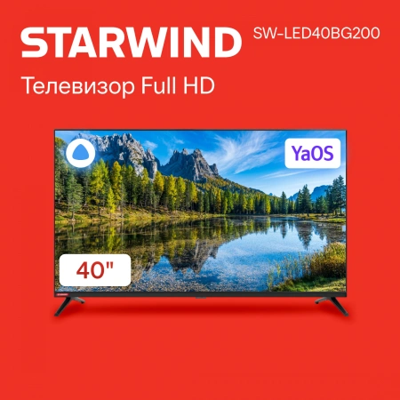Телевизор LED Starwind 40" SW-LED40BG200 Frameless черный FULL HD 60Hz DVB-T DVB-T2 DVB-C DVB-S DVB-S2 USB