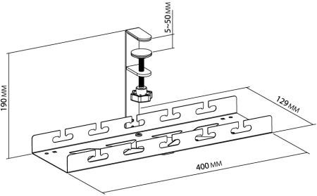 Кабель-канал Cactus CS-CM-400-1WT для столов 40x12.9x19см белый