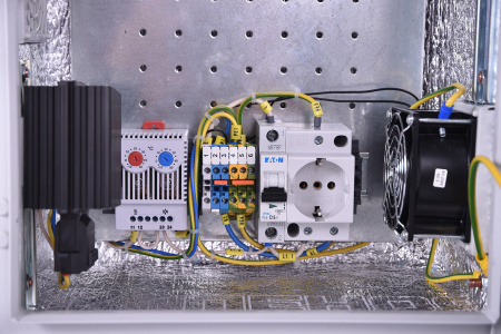 Шкаф монтажный ЦМО Эконом (ШТВ-НЭ-3.3.21-3ААА-Т2) настенный 300x300мм пер.дв.стал.лист задн.дв.спл.стал.лист несъемн.бок.пан. серый 180мм 8кг 300мм IP66 уличный всепогодный с нагревателем 60Вт