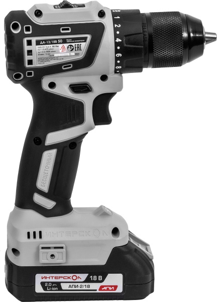 Дрель-шуруповерт Интерскол ДАУ-13/18В 50 аккум. патрон:быстрозажимной (кейс в комплекте) (802.2.2.70