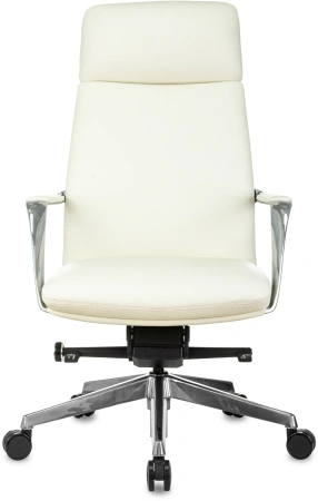 Кресло руководителя Бюрократ _VEGA белый кожа крестов. алюминий