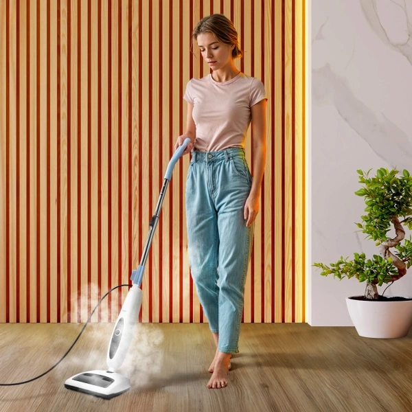 Швабра паровая Kitfort КТ-3912 1300Вт белый/голубой