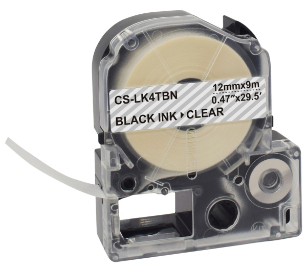 Картридж ленточный Cactus CS-LK4TBN LK-4TBN черный на прозрачном 12x9 для Epson LW300/LW400/LW700/LW600P/LW1000P/K400/Z700/Z900