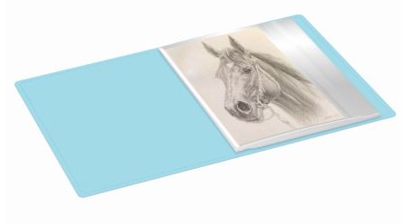 Папка с 20 прозр.вклад. Бюрократ Pastel PAST20BLUE A4 пластик 0.5мм торц.карм с бум. встав голубой
