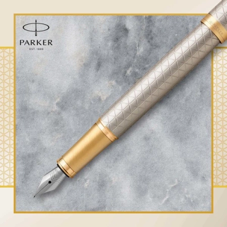 Ручка перьев. Parker IM Premium F323 (CW1931684) Grey GT F сталь нержавеющая подар.кор.