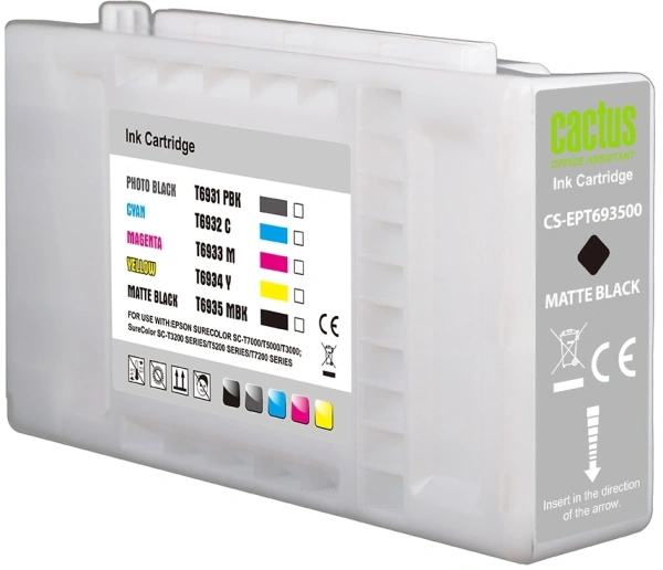 Картридж струйный Cactus CS-EPT693500 T6935 черный матовый (350мл) для Epson SureColor SC-T3000/T3070/T3200/T5000/5200