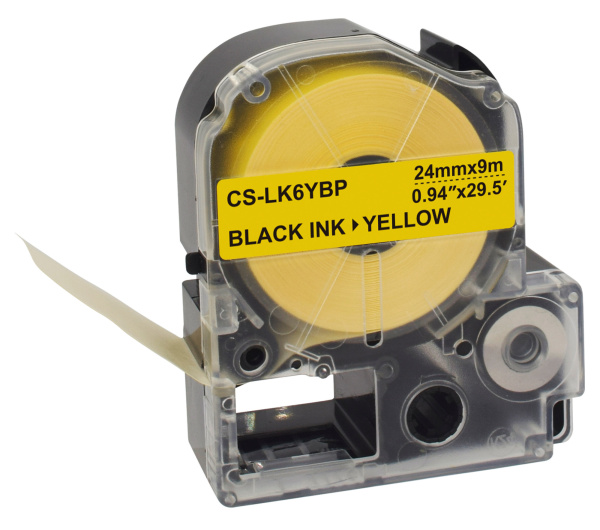 Картридж ленточный Cactus CS-LK6YBP LK-6YBP черный на желтом 24x9 для Epson LW700/LW600P/LW1000P/Z700/Z900