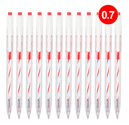 Ручка шариков. автоматическая Deli Arrow EQ24-RD прозрачный/белый d=0.7мм красн. черн.