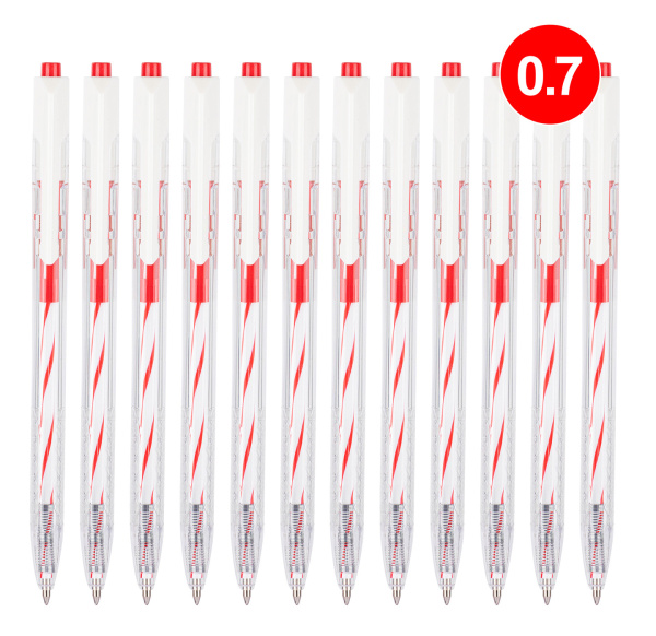 Ручка шариков. автоматическая Deli Arrow EQ24-RD прозрачный/белый d=0.7мм красн. черн.