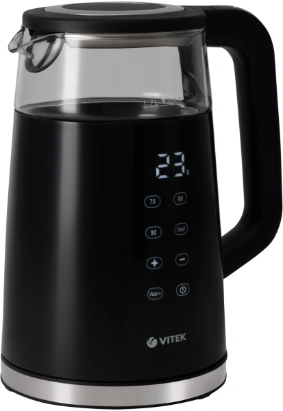Чайник электрический Vitek VT-8827 1.7л. 2200Вт черный корпус: стекло/металл