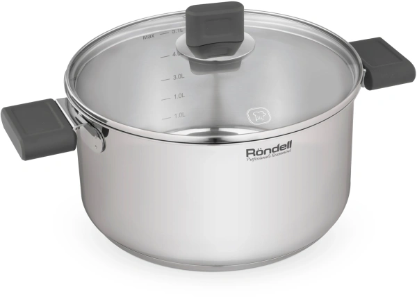 Кастрюля Rondell Quadro RDS-1597 5.1л. d=24см (с крышкой) стальной