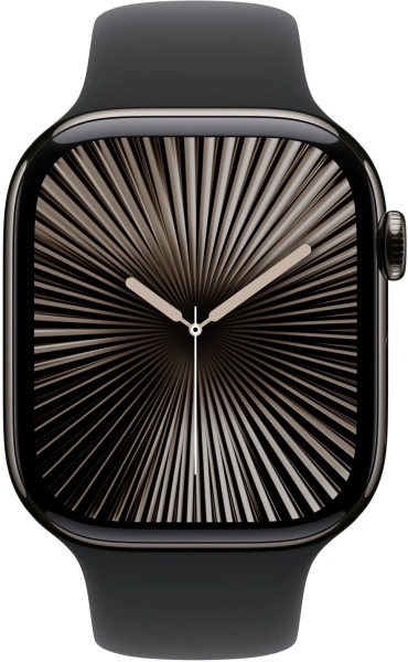 Смарт-часы Apple Watch Series 10 A2999 46мм 2.1" OLED корп.черный Sport Band рем.черный разм.брасл.:140-190мм (MWWP3LW/A)