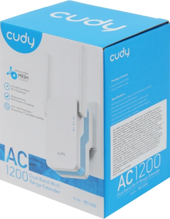 Повторитель беспроводного сигнала Cudy RE1200 AC1200 10/100BASE-TX/Wi-Fi белый