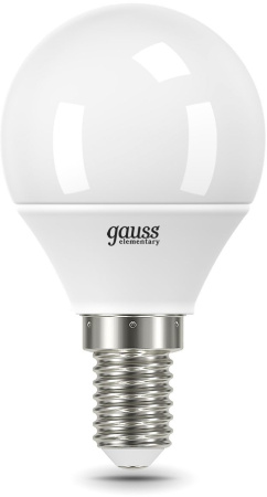Лампа светодиодная Gauss 8Вт цок.:E14 шар 220B 3000K св.свеч.бел.теп. G45 (упак.:1шт) (53118)