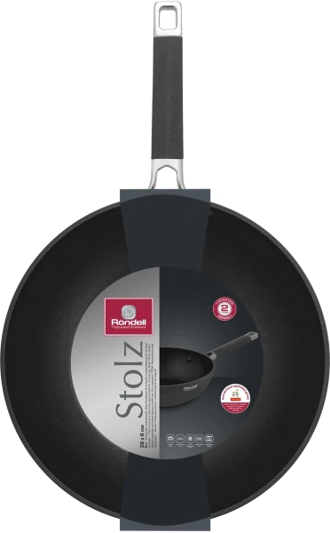 Сковорода ВОК (WOK) Rondell Stolz RDA-1771 круглая 28см покрытие: Xylan Plus ручка несъемная (без крышки) серый