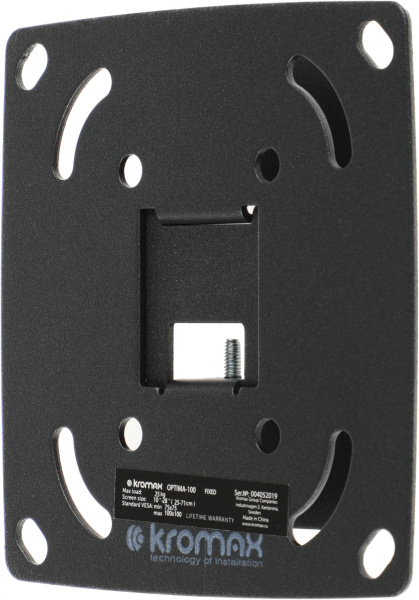 Кронштейн для телевизора Kromax OPTIMA-100 черный 10"-28" макс.25кг настенный фиксированный