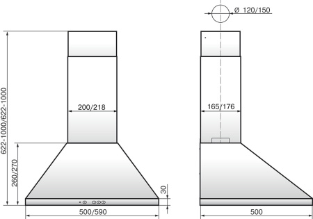 Вытяжка каминная Elikor Вента 60Н-650-К3Д нержавеющая сталь управление: кнопочное (1 мотор)