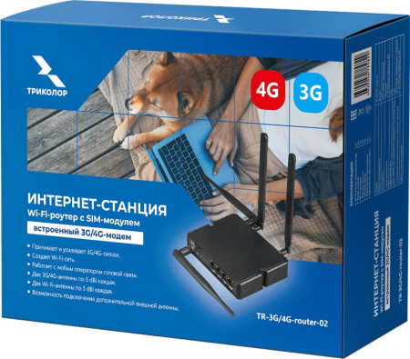 Роутер беспроводной Триколор TR-3G/4G-router-02 (046/91/00054231) N300 3G/4G cat.4 черный