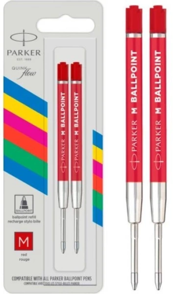 Стержень шариковый Parker QuinkFlow Basic Z09 (CW2166545) M 1мм красные чернила блистер (2шт)