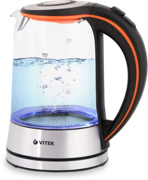 Чайник электрический Vitek VT-7005 1.7л. 2200Вт серебристый корпус: стекло/металл
