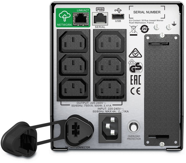 Источник бесперебойного питания APC Smart-UPS SMT750IC 500Вт 750ВА черный