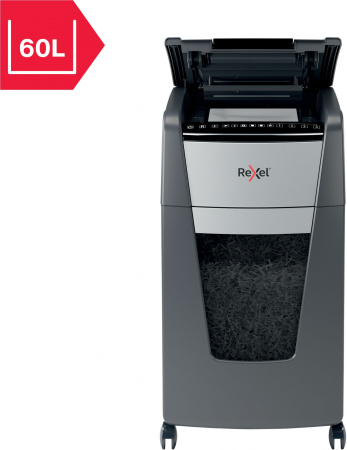 Шредер Rexel Optimum AutoFeed 300X черный с автоподачей (секр.P-4) фрагменты 300лист. 60лтр. скрепки скобы пл.карты