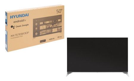 Телевизор QLED Hyundai 50" H-LED50QBU7500 Android TV Frameless черный 4K Ultra HD 60Hz DVB-T DVB-T2 DVB-C DVB-S DVB-S2 USB WiFi Smart TV