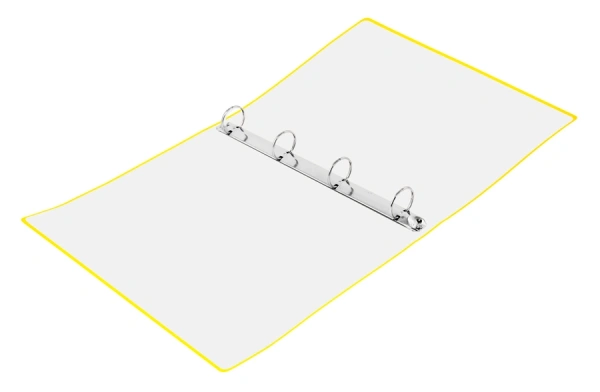 Папка панорама на 4-х кольцах Бюрократ Double Neon DNE0740/4RYEL A4 пластик 0.7мм кор.40мм карм.на лиц.стор. желтый