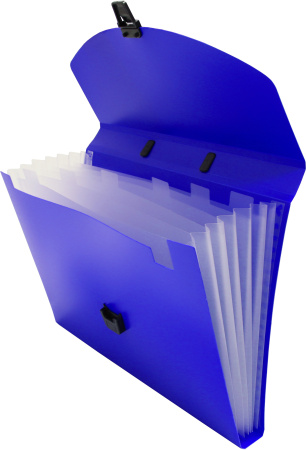 Портфель Бюрократ -BPP6BLUE 6 отдел. A4 пластик 0.7мм синий