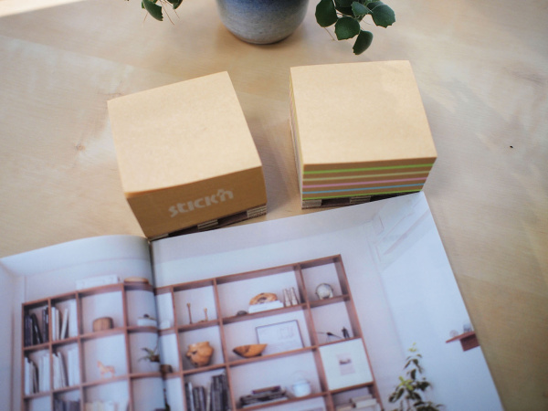 Блок самоклеящийся бумажный Stick`n 21817 76x76мм 400лист. пастель+крафт Kraft Notes "палета"