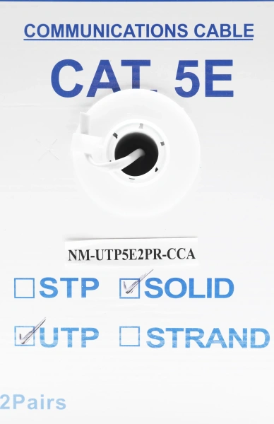 Кабель информационный Lanmaster NM-UTP5E2PR-CCA кат.5E U/UTP 2X2X24AWG PVC внутренний 305м серый