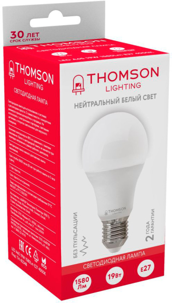 Лампа светодиодная Thomson TH-B2348 19Вт цок.:E27 груша 220B 4000K св.свеч.бел.нейт. A (упак.:1шт)