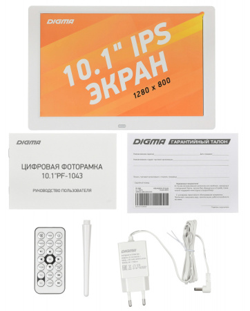 Фоторамка Digma 10.1" PF-1043 IPS 1280x800 белый пластик ПДУ Видео