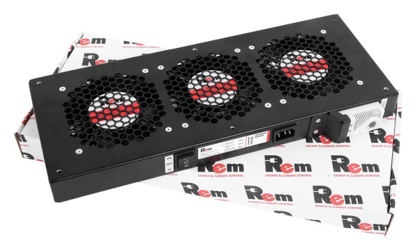 Модуль вентиляторный Rem (R-FAN-3T-9005) 3 вент. с термостатом черный (упак.:1шт)