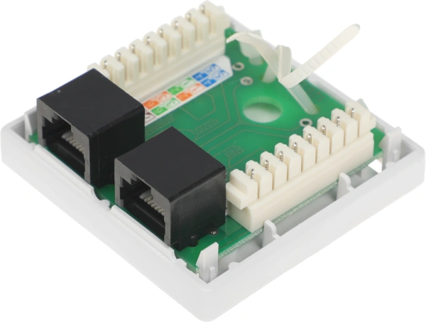 Розетка Hyperline SB1-2-8P8C-C5E-WHRJ45 2 кат.5E UTP бел. (упак.:1шт)