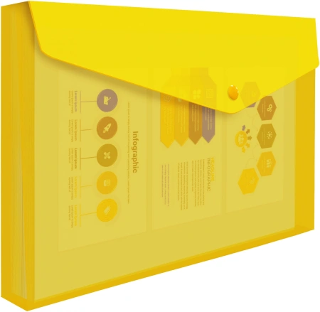 Конверт на кнопке Бюрократ -PK860/1 A4 гориз. расшир. пластик 0.18мм ассорти