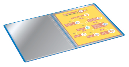 Папка с 100 прозр.вклад. Бюрократ -BPVN100BLUE A4 пластик 0.8мм торц.карм с бум. встав синий