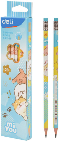 Карандаш ч/г Deli MiYou EC012-2B 2B шестигран. карт.кор. (12шт)