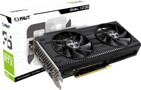 Видеокарта Palit PCI-E 4.0 PA-RTX3060 DUAL 12G NVIDIA GeForce RTX 3060 12288Mb 192 GDDR6 1320/15000 HDMIx1 DPx3 HDCP Ret