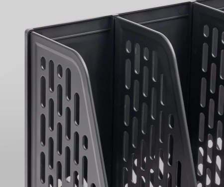 Лоток вертикальный Deli E9849 BLACK E9849 4отд. сборный для бумаг 325x320x275мм черный пластик пластиковый пакет