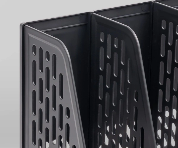 Лоток вертикальный Deli E9849 BLACK E9849 4отд. сборный для бумаг 325x320x275мм черный пластик пластиковый пакет