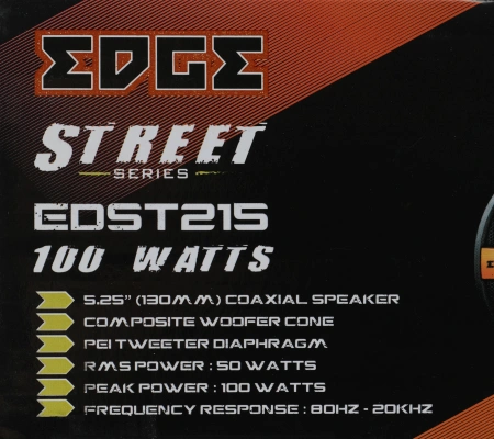 Колонки автомобильные Edge EDST215-E6 100Вт 4Ом 13см (5дюйм) (ком.:2кол.) коаксиальные двухполосные