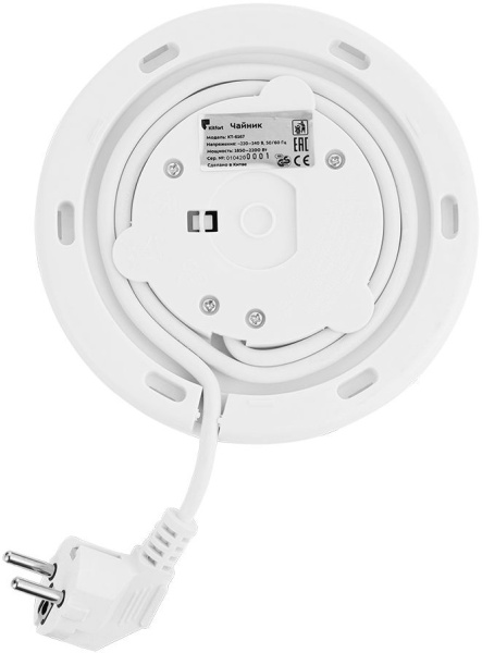 Чайник электрический Kitfort КТ-6167 1.8л. 2200Вт белый/фиолетовый корпус: стекло/пластик