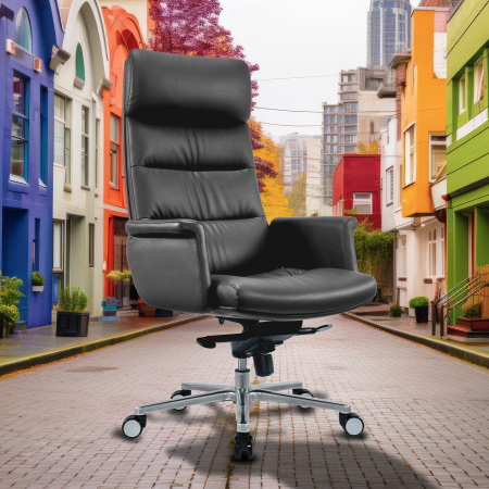 Кресло руководителя Cactus CS-LBK-AMSTERDAM кожа крестов. алюминий