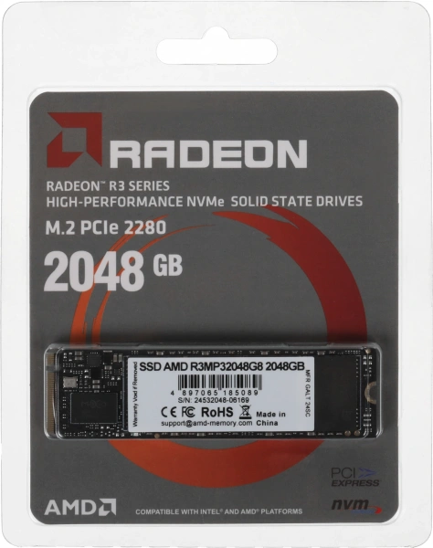 Накопитель SSD AMD PCIe 3.0 x4 2TB R3MP32048G8 Radeon M.2 2280