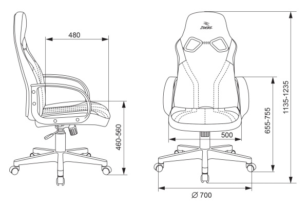 Кресло игровое Zombie RUNNER белый/голубой эко.кожа крестов. пластик